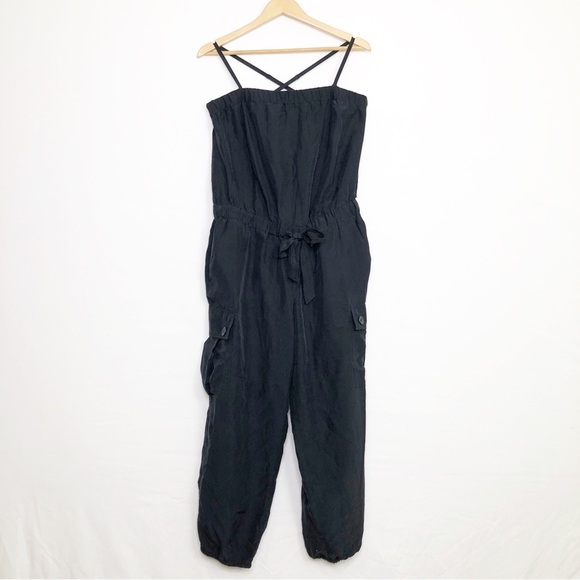 Club Monaco black silk cargo jogger jumpsuit - Picture 7 of 11